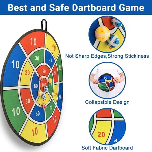 Kids Game Dart Board Set, 29 Inches Large Fabric Dartboard with Sticky Balls and a Hook, Upgraded Safe Dart Game Toy Gift for Boys Girls Children Indoor Outdoor Activity Party Games in Saudi Arabia
