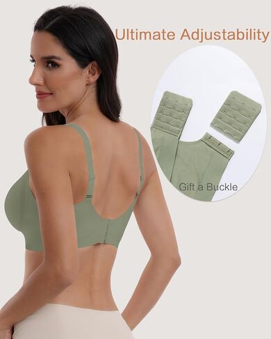 Seamless Bras Full Coverage V Neck Push Up Wireless Bras for Women in Saudi Arabia