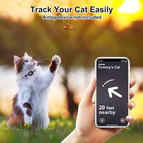 Airtag Cat Collar Breakaway, Reflective Collars with Apple Air Tag GPS Holder and Bell for Kittens and Puppies （Length：8.66" - 13.77"） in Saudi Arabia