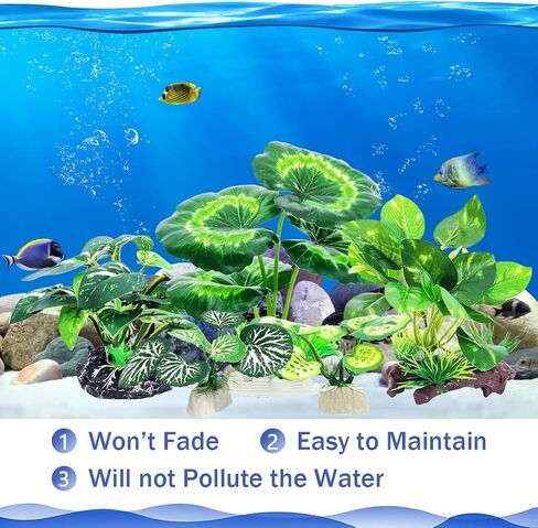 Fish Tank Aquarium Decorations Betta Fish House Hides with 4pcs Artificial Plants for Small and Medium Fish Tank in Kuwait