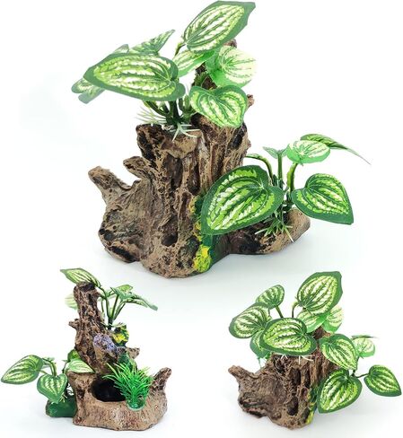 Fish Tank Aquarium Decorations Betta Fish House Hides with 4pcs Artificial Plants for Small and Medium Fish Tank in Kuwait