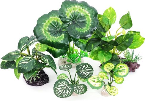 Fish Tank Aquarium Decorations Betta Fish House Hides with 4pcs Artificial Plants for Small and Medium Fish Tank in Kuwait