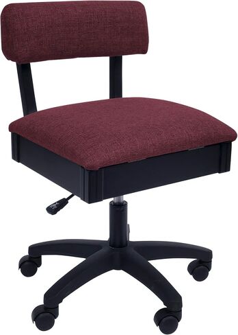 كرسي خياطة وحرف هيدروليكي بارتفاع قابل للتعديل H8150 من Arrow Sewing مع مساحة تخزين أسفل المقعد ونسيج متين، قماش أحمر ياقوتي على شكل تاج in Kuwait