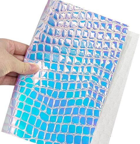 JINR صفائح جلدية صناعية منقوشة بالذهب ثلاثية الأبعاد، لفة من نسيج البولي يوريثان قزحي الألوان مقاس 30.48 سم × 53.08 سم للأقراط والأقواس وحقيبة يد وأحذية الخياطة اليدوية in Kuwait