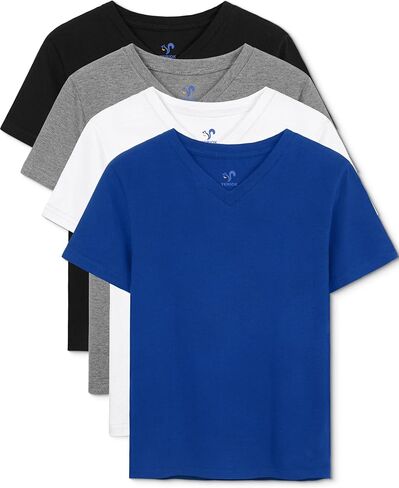 4 Pack Boys Shirts V-Neck Short Sleeve Tees Boys T Shirts Cotton Boys Tops Tshirts Summer Toddler T-Shirts 2-18 Years in Kuwait