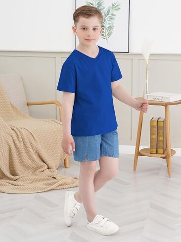 4 Pack Boys Shirts V-Neck Short Sleeve Tees Boys T Shirts Cotton Boys Tops Tshirts Summer Toddler T-Shirts 2-18 Years in Kuwait