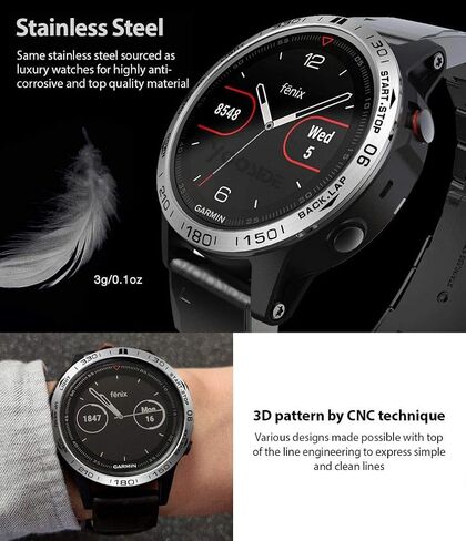 إطار ساعة Abanen لـ Fenix ​​5/Fenix ​​5 Plus، غطاء لاصق من الفولاذ المقاوم للصدأ مضاد للخدش والتصادم ملصقات حلقة لـ Garmin Fenix ​​5/Fenix ​​5 Plus (ليس لـ Fenix ​​5X/5S) (فضي) in Saudi Arabia