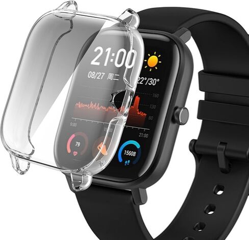 TenCloud Cases Compatible with Amazfit GTS 3 Smartwatch Men Women Watch Case Soft TPU Shockproof Bumper Cover Screen Protector Case for Amazfit GTS 3 (Black+Gray+Clear) in Kuwait