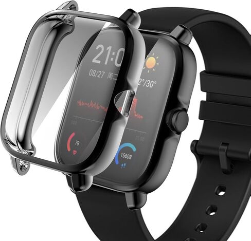 TenCloud Cases Compatible with Amazfit GTS 3 Smartwatch Men Women Watch Case Soft TPU Shockproof Bumper Cover Screen Protector Case for Amazfit GTS 3 (Black+Gray+Clear) in Kuwait