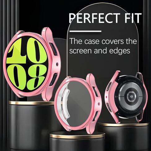 Wugongyan Compatible with Samsung Galaxy Watch 6 40mm 44mm Screen Protector Case Flexible Soft TPU All-Around Protective Face Cover for Galaxy Watch 6 Accessories(Pink, 44mm) in Kuwait