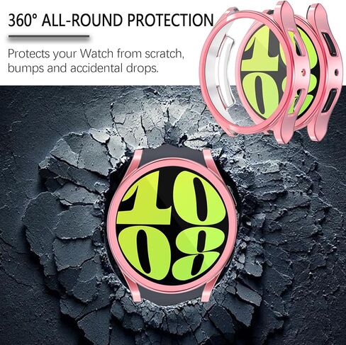Wugongyan Compatible with Samsung Galaxy Watch 6 40mm 44mm Screen Protector Case Flexible Soft TPU All-Around Protective Face Cover for Galaxy Watch 6 Accessories(Pink, 44mm) in Kuwait