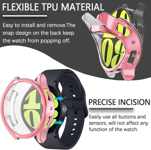 Wugongyan Compatible with Samsung Galaxy Watch 6 40mm 44mm Screen Protector Case Flexible Soft TPU All-Around Protective Face Cover for Galaxy Watch 6 Accessories(Pink, 44mm) in Kuwait
