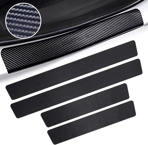 4PCS Threshold Protection Stickers for Car Door Steps,Carbon Fiber Door Sill Stickers,Car Door Sill Guards Decoration Automotive Door Entry Guard Edge Scuff Car Accessories(Style-C[No Text]) in Kuwait