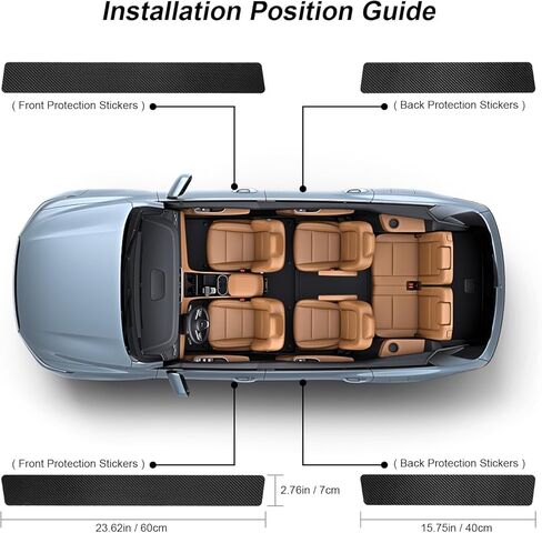 4PCS Threshold Protection Stickers for Car Door Steps,Carbon Fiber Door Sill Stickers,Car Door Sill Guards Decoration Automotive Door Entry Guard Edge Scuff Car Accessories(Style-C[No Text]) in Kuwait