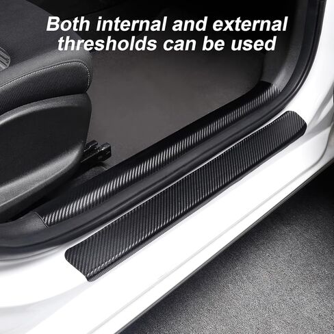 4PCS Threshold Protection Stickers for Car Door Steps,Carbon Fiber Door Sill Stickers,Car Door Sill Guards Decoration Automotive Door Entry Guard Edge Scuff Car Accessories(Style-C[No Text]) in Kuwait