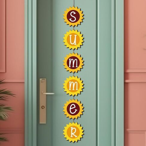 Summer Door Porch Signs Wooden Ice Cream Door Hanger Welcome Door Decor Teal Farmhouse Porch Rustic Wall Plaque Decor with Lanyard for Front Door Home Bathroom Indoor Outdoor in Saudi Arabia