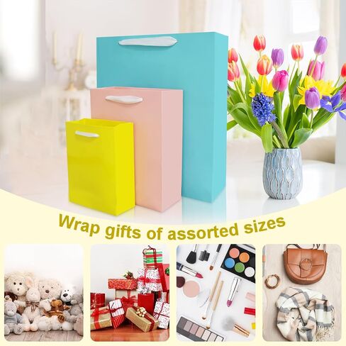 Moretoes 48pcs Gift Bags with Handles, 16 Colors Paper Party Favor Bags with Assorted Sizes for Birthday, Baby Shower, Wedding and Crafts in Saudi Arabia