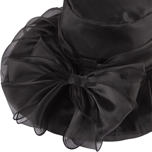 Womens Sun Hat Organza Wide Brim Wedding Hats Ladies Summer Gauze Cap for Church Wedding Party Beach Travel Outgoing Black in Saudi Arabia