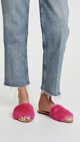 Loeffler Randall Womens Isabel Shearling Slip-On Slide Sandals in Saudi Arabia
