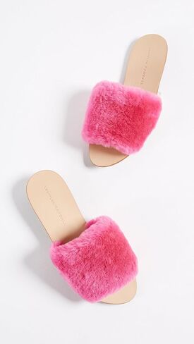 Loeffler Randall Womens Isabel Shearling Slip-On Slide Sandals in Saudi Arabia
