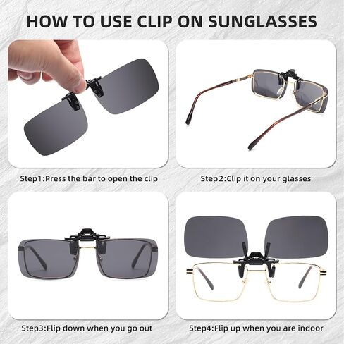 4-Pack Polarized Clip-On Sunglasses for Women Men,Over Prescription Glasses with UV Protection in Saudi Arabia