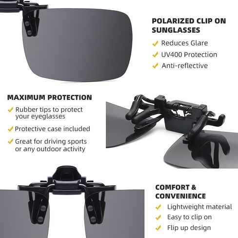 4-Pack Polarized Clip-On Sunglasses for Women Men,Over Prescription Glasses with UV Protection in Saudi Arabia