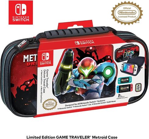Game Traveler Metroid Nintendo Switch Case - Switch Carry Case for Switch OLED, Switch and Switch Lite, Hard Portable Travel Case, Adjustable Viewing Stand & Bonus Game Cases, Deluxe Carry Handle in Saudi Arabia