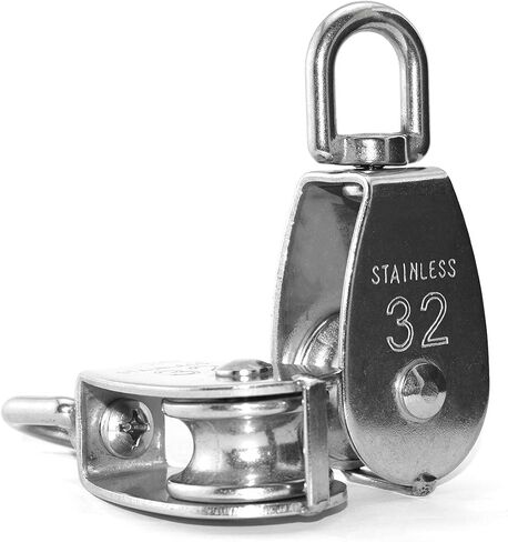 2PCS Lifting Single Pulley Stainless Steel Heavy Duty Single Wheel Swivel Lifting Rope Pulley Block M32 in Saudi Arabia