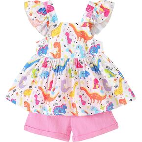 YOUNGER TREE Toddler Baby Girl Clothes Sleeveless Ruffle Bowknot Dress Top Shorts Set Summer Outfits for Little Kids Girls in Saudi Arabia