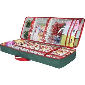 Primode Christmas Gift Wrap Organizer | Wrapping Paper Storage Container Box (37" x 14" x 4") Constructed of Durable 600D Oxford Material (Black)