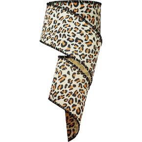 Leopard Ribbon Wired, 2.5 Inch Leopard Print Ribbon, Burlap Cheetah Ribbon for Home Decor, Gift Wrap, DIY Craft