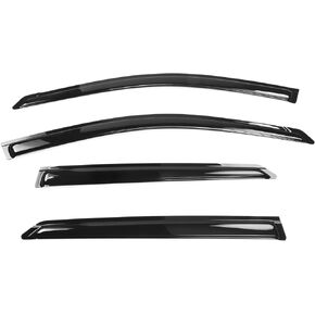 IKON MOTORSPORTS, Window Visors Compatible with 2022-2024 Hyundai Ioniq 5 4DR, Tape On Slim Style Acrylic Shade Rain Sun Guards Wind Vent Air Deflector, 2022