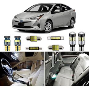 8 Piece White Interior LED Lights Kit for Toyota Prius 2016 2017 2018 2019 2020 Super Bright 6000K LED Interior Light Bulbs Package + Install Tool