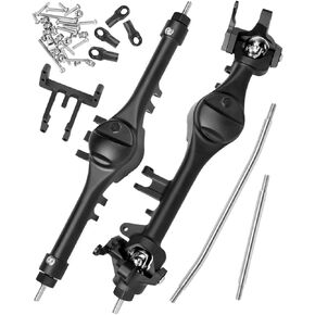 RC Axle Complete Metal Front Rear Portal Axle Upgrades Part for 1/10 Axial SCX10 SCX10 II 90046 90047,RC Crawler Car Front Rear Portal Axle Hops Up (Black)
