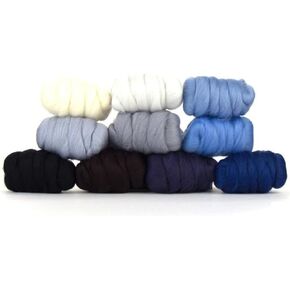Revolution Fibers | Mixed Merino Wool Variety Pack - Glacier Chill | Perfect Wool Roving for Spinning, Rolags, Needle Felting, Wet Felting, Tapestry, Weaving and Crafting (Blues)