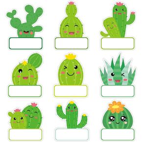 135 PCS Cactus Name Tags Stickers, Self Adhesive Cute Cactus Name Tag Labels Stickers for Classroom Back to School Student Office Desk Cubby Locker Bulletin Board Decor