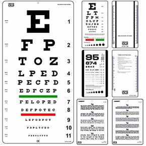 Snellen Eye Chart 20 Feet with Snellen Pocket, Rosenbaum Pocket & Jaeger Eye Charts (Pack of 4)