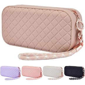 Portable Travel Makeup Bag,Soft Silicone Waterproof Toiletry Cosmetic Bag for Women,Upgrade Anti-Fall Out Zipper Closure Organizer Makeup Case -(Khaki)