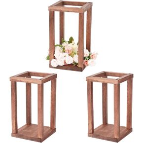OLYCRAFT 3 Sets Wedding Lantern Centerpiece Wood Lantern Candle Holders Rustic Farmhouse Wedding Lanterns Decorative Pillar Candle Holder for Tables Candle Holder Wedding Decoration 5x5x9 inch in Saudi Arabia