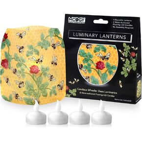 MODGY Luminary Lanterns Candle Holder Decorative Indoor Outdoor Decor, Plastic Candle Lamps for Wedding Table Centerpiece Porch 4-Pack, with Flameless Floating LED Candles Candace Wheeler Bees
