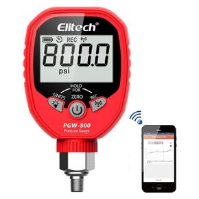 Elitech PGW-800 HVAC Digital High Pressure Gauge IP65 Waterproof -14.5~800 PSI 1/8'' NPT