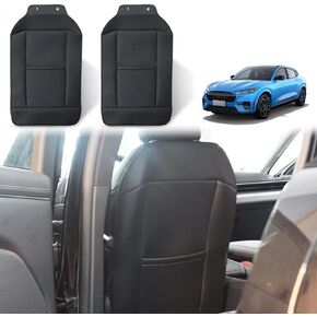 BestEvMod for Mach-E Seat Back Cover Waterproof Suede Leather Set of 2 Driver's Seat & Passenger Seat Back Cover Cushion Protector Compatible with Mustang Mach E Accessories 2021-2024 (Black)2