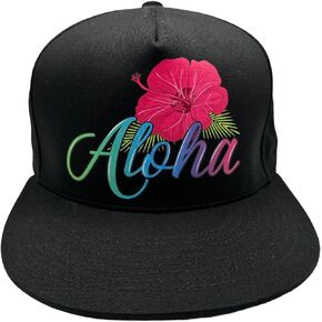 Aloha Hat with Colorful Hawaiian Aloha Hibiscus Print for Your Beach, Pool Day Plus You Get 1 Aloha Decal
