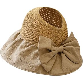 Sun Visor Hats for Women Wide Brim Straw Roll-Up Ponytail Summer Beach Hat UV UPF Packable Foldable Travel