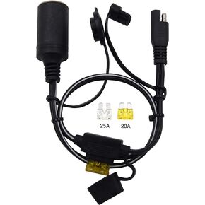 12-24V 1.6FT 14AWG SAE to Female Cigarette Lighter Socket Cable, 14 Gauge Sae 2 Pin Quick Disconnect Connector Wire Harness Extension Charge Cord