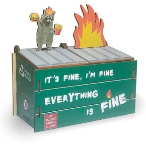 Desk Dumpster Pencil Holder - 2 compartments for office supplies - Funny Desk Office Accessories - Great Gift for Coworkers - White Elephant Gift, Everything is Fine