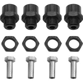4Pack Share Goo Metal 12mm to 17mm Wheel Hex Drive Hub Adapter Conversion 15mm Offset Extension Compatible with Tamiya Axial RC4WD Traxxas HPI Himoto HSP 1/10 RC Car Buggy Truck Tires (Black)