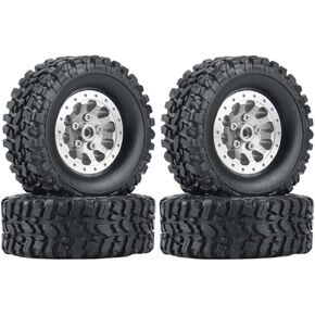 4PCS Metal Beadlock Wheel Hub Wheel Rim ＆ Rubber Tire for WPL C14 C24 C34 C44 B14 B24 B16 B36 MN MN78 D90 MN90 MN91 MN96 MN98 MN99 MN99S RC Car Upgrade Parts (Black)