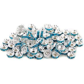 ZHIMIN 200PCS Rondelle Spacer Beads 4mm Silver Plated Czech White Crystal Rhinestone for Jewelry Making