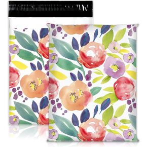 100Pcs Floral Poly Mailers 10 x 13 Inch Watercolor Flower Packaging Bags Self Seal Mailing Envelope Bags for Small Business Clothing Gift